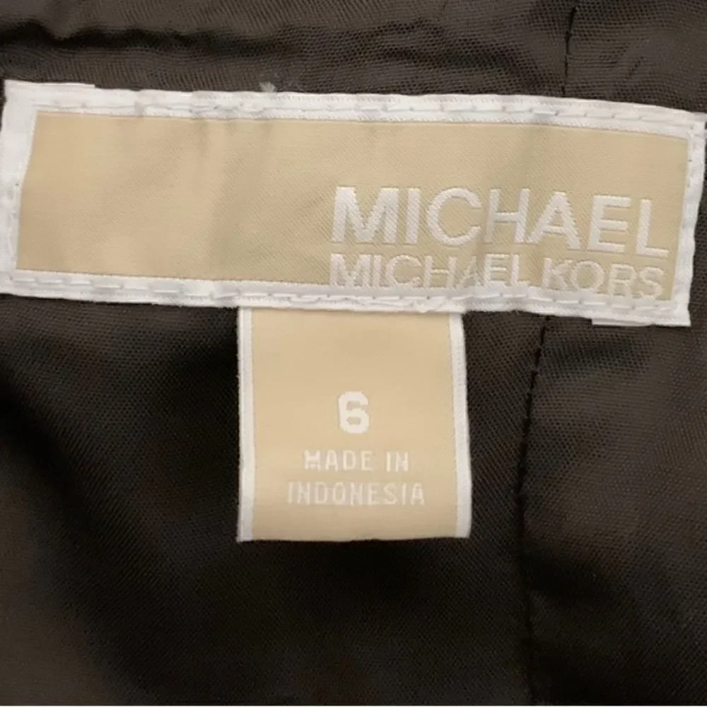 Michael Kors Open Back Brown and Cream Sleeveless Shift Dress Sz 6